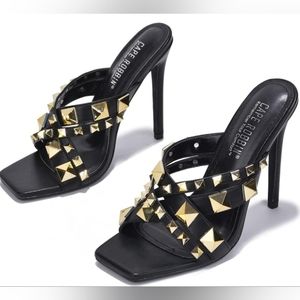 Cape Robbin Rubywoo Sexy Stiletto Heels for Women,Studded Crossover Square Toe